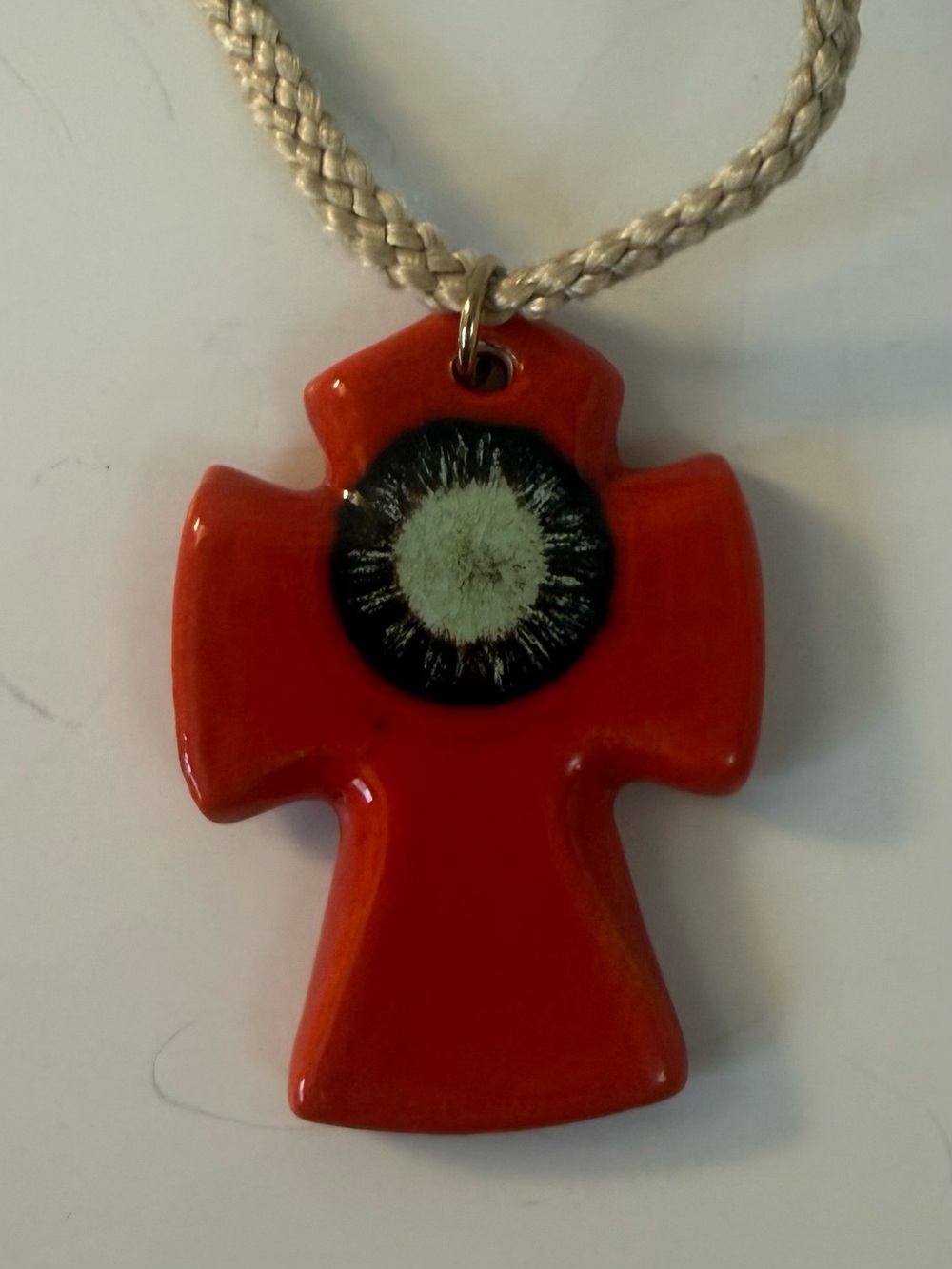 Vintage 70s Red Cross Pendant Necklace